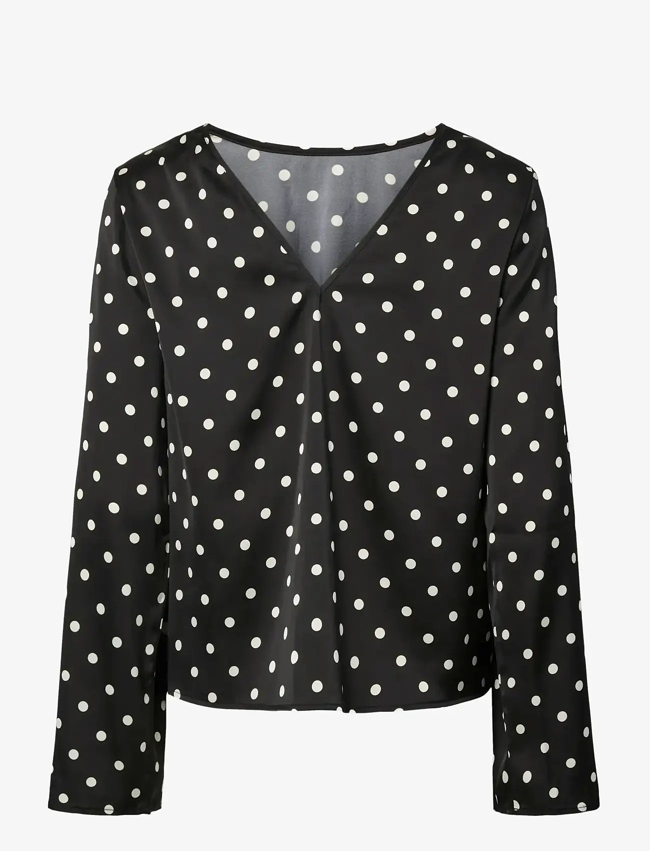 Pieces - PCJYTTA LS SATIN TOP WVN D2D - långärmade blusar - black - 2