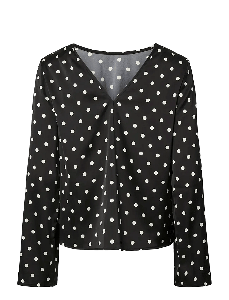 Pieces - PCJYTTA LS SATIN TOP WVN D2D - langærmede bluser - black - 2