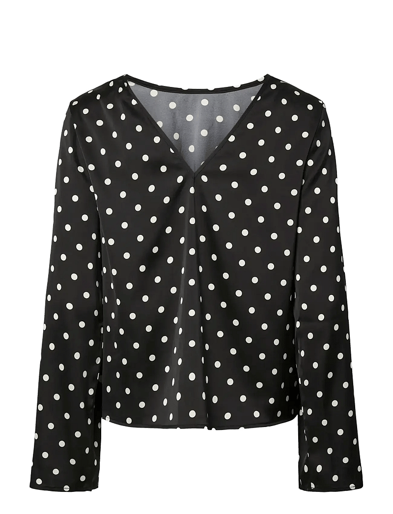 Pieces - PCJYTTA LS SATIN TOP WVN D2D - langärmlige blusen - black - 2