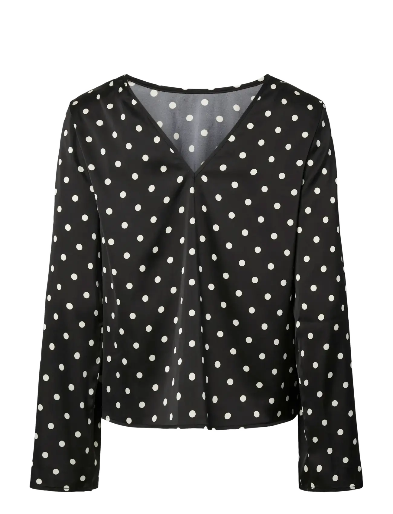 Pieces - PCJYTTA LS SATIN TOP WVN D2D - long sleeved blouses - black - 2