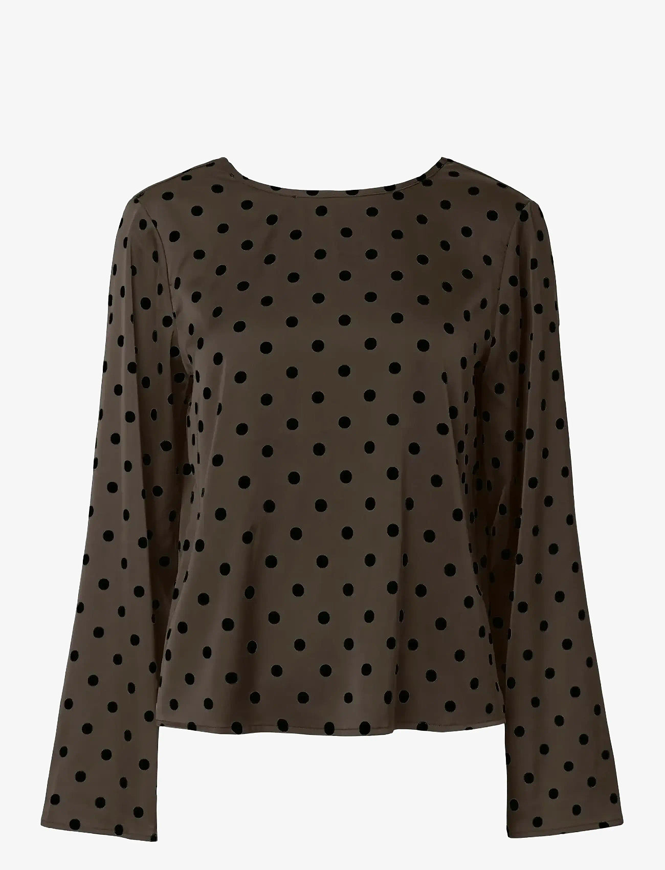 Pieces - PCJYTTA LS SATIN TOP WVN D2D - langärmlige blusen - hot fudge - 0
