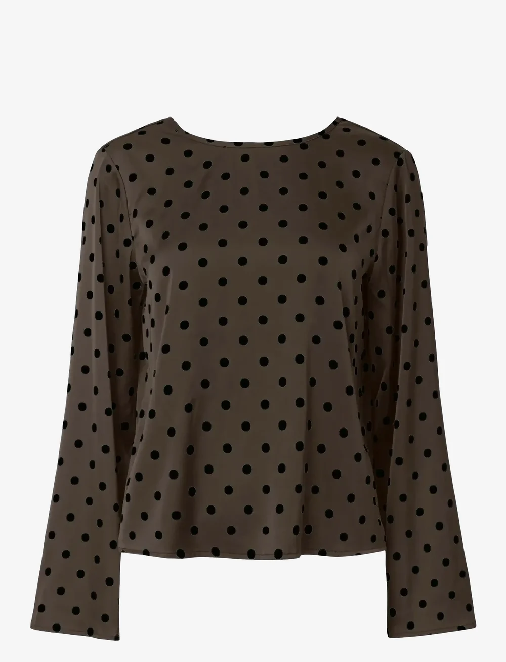 Pieces - PCJYTTA LS SATIN TOP WVN D2D - långärmade blusar - hot fudge - 0