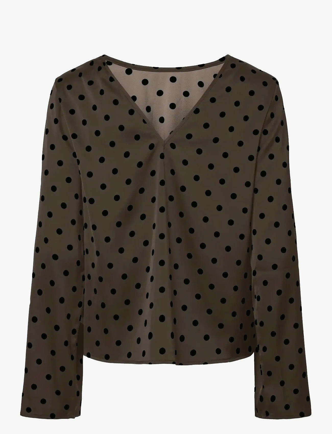 Pieces - PCJYTTA LS SATIN TOP WVN D2D - langärmlige blusen - hot fudge - 1