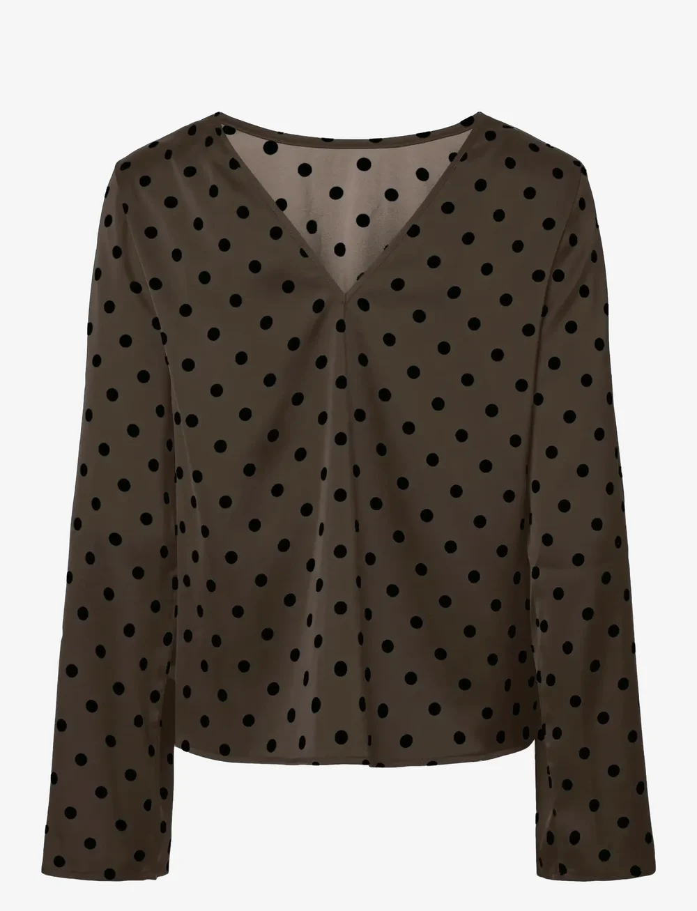 Pieces - PCJYTTA LS SATIN TOP WVN D2D - långärmade blusar - hot fudge - 1