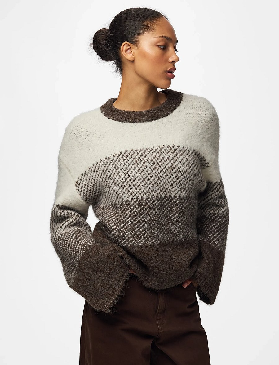 Pieces - PCALAYNA LS O-NECK KNIT BC - stickade tröjor - coffee quartz - 0