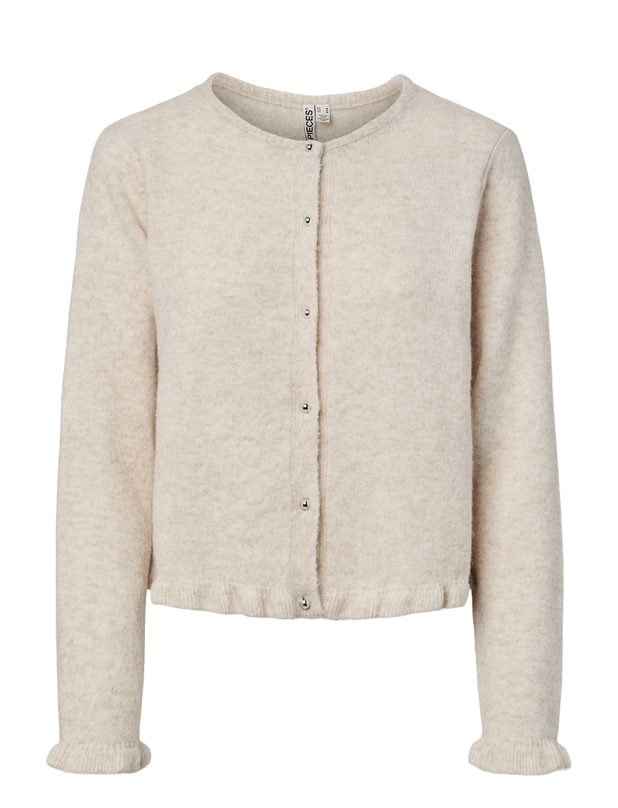 Pieces - PCAMOS LS O-NECK KNIT CARDIGAN PWP BC - cardigans - birch - 0