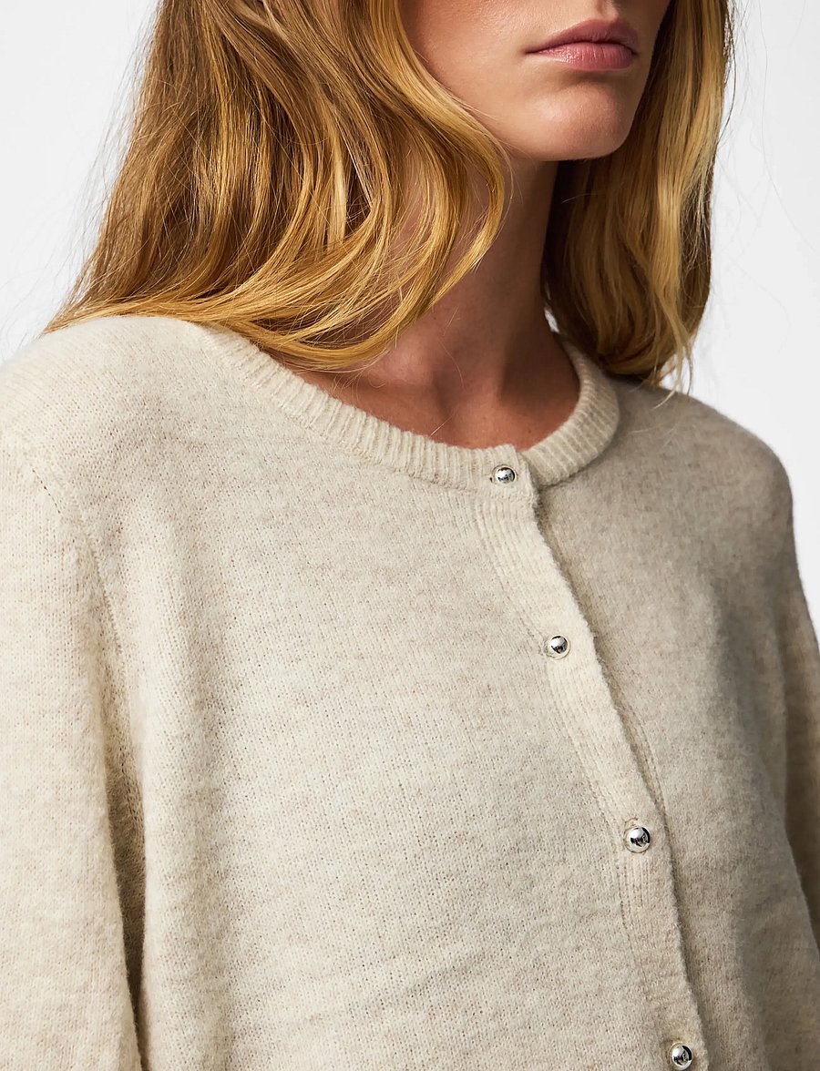 Pieces - PCAMOS LS O-NECK KNIT CARDIGAN PWP BC - strickjacken - birch - 5