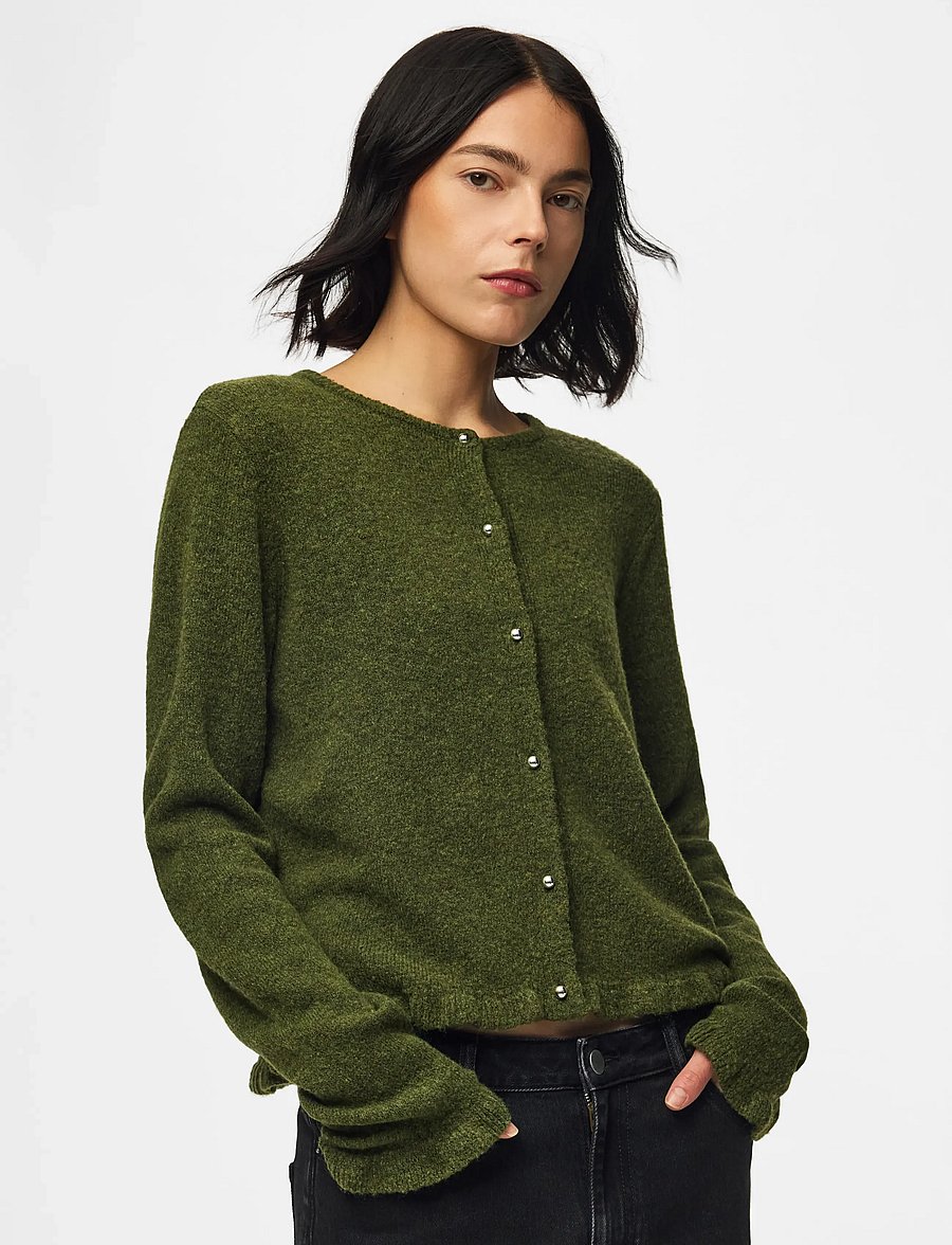 Pieces - PCAMOS LS O-NECK KNIT CARDIGAN PWP BC - koftor - sphagnum - 0