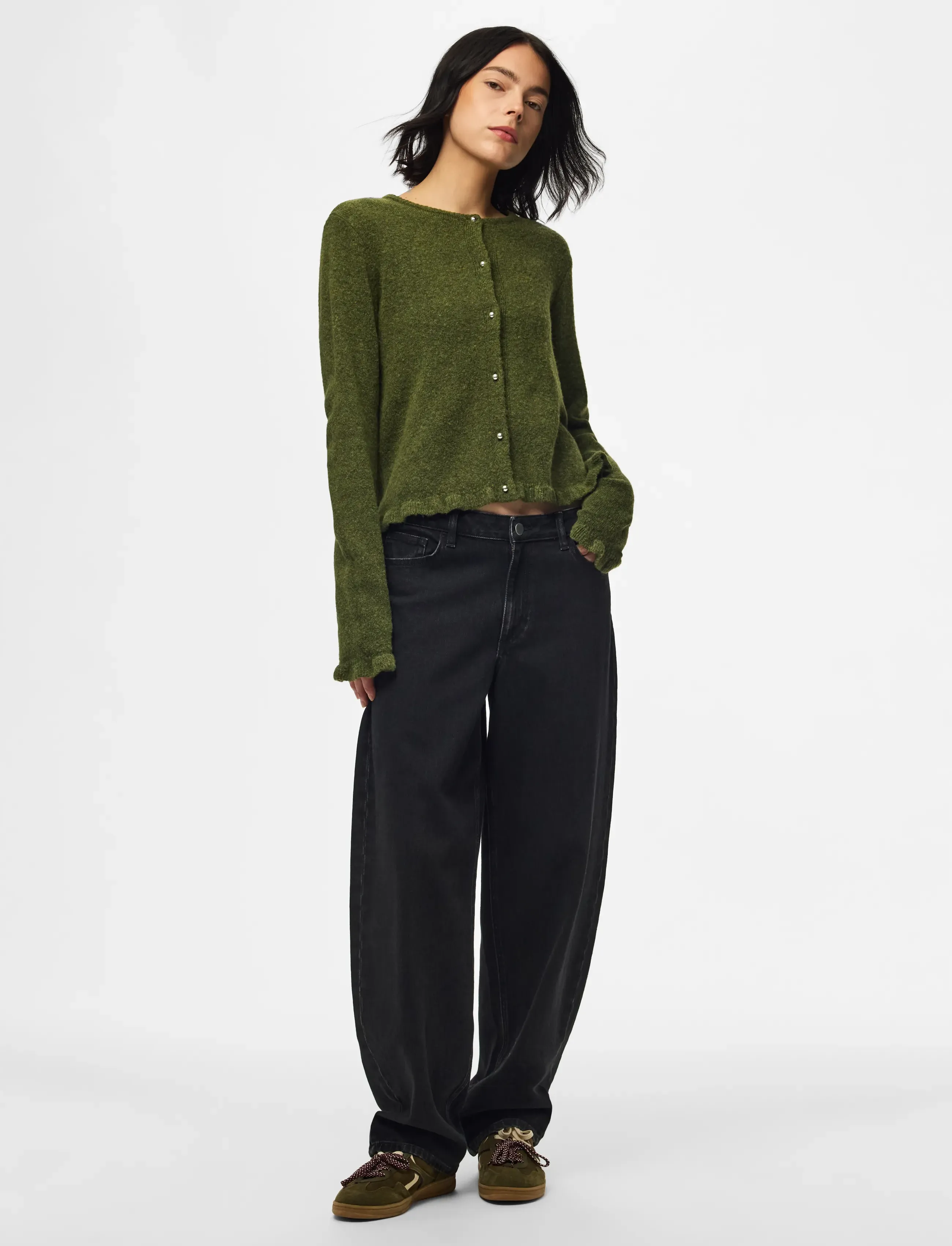 Pieces - PCAMOS LS O-NECK KNIT CARDIGAN PWP BC - cardigans - sphagnum - 4