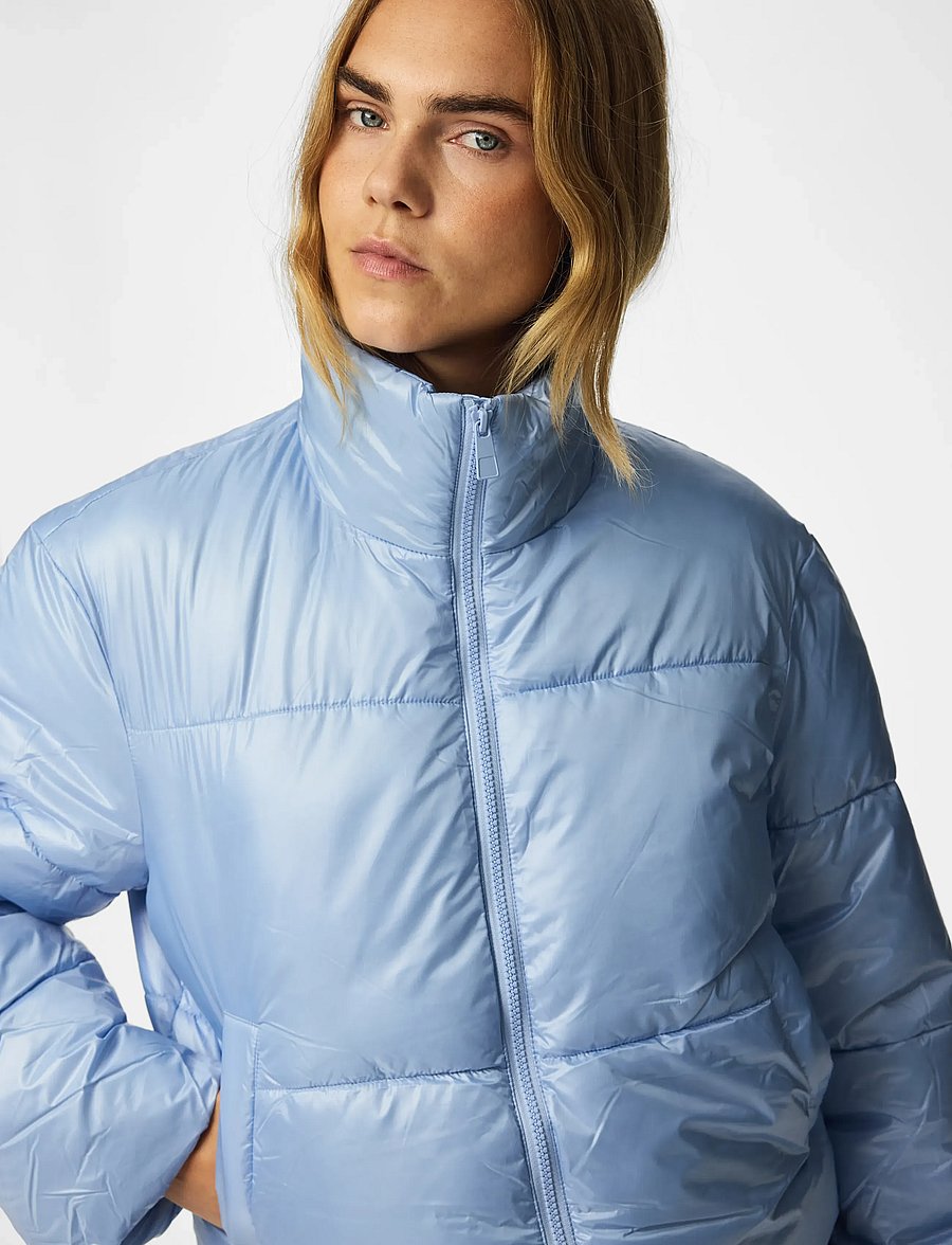 Pieces - PCAMILIA SHORT PUFFER JACKET PWP - vinterjackor - brunnera blue - 3