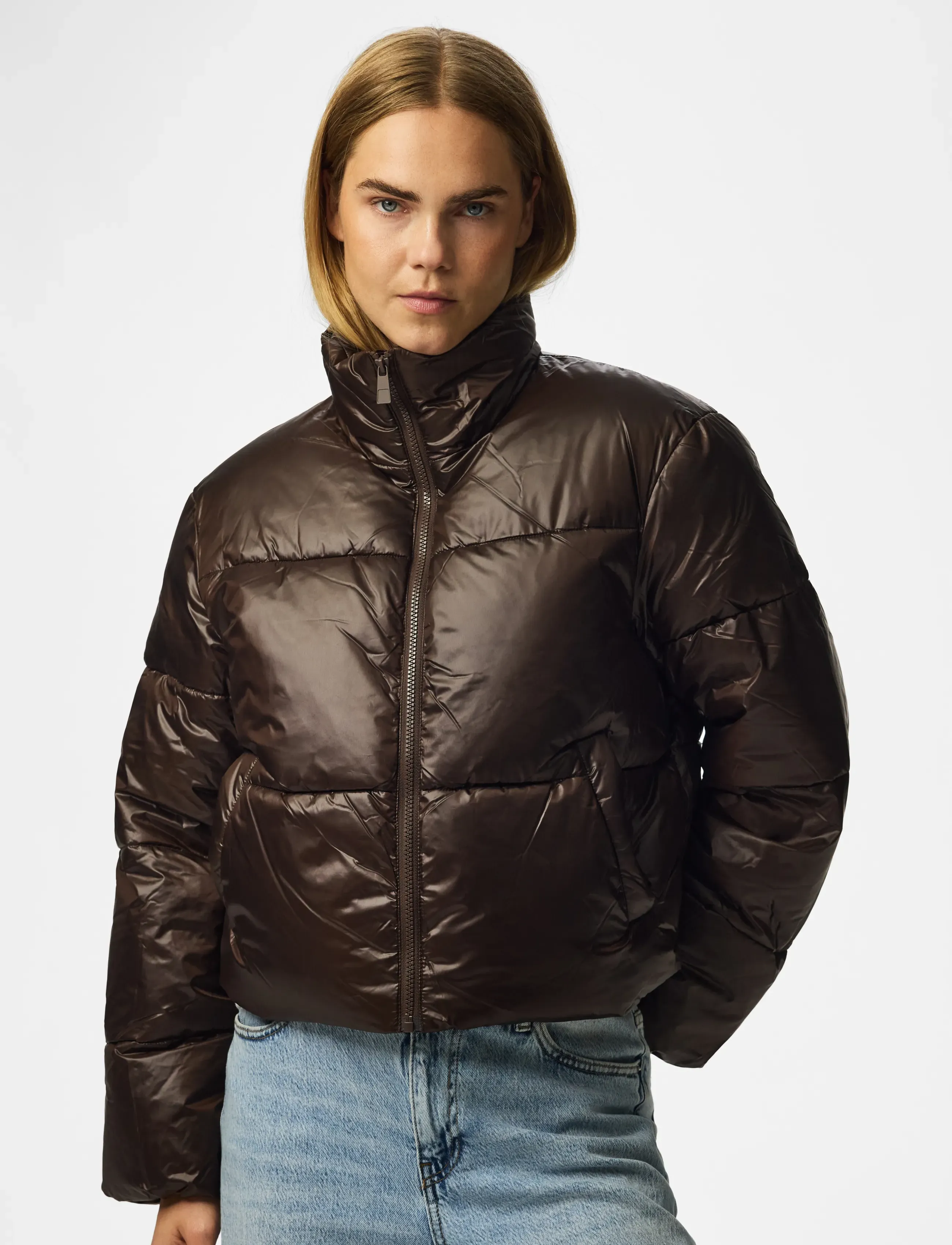 Pieces PCAMILIA SHORT PUFFER JACKET PWP - Daunenjacken - HOT FUDGE / brown