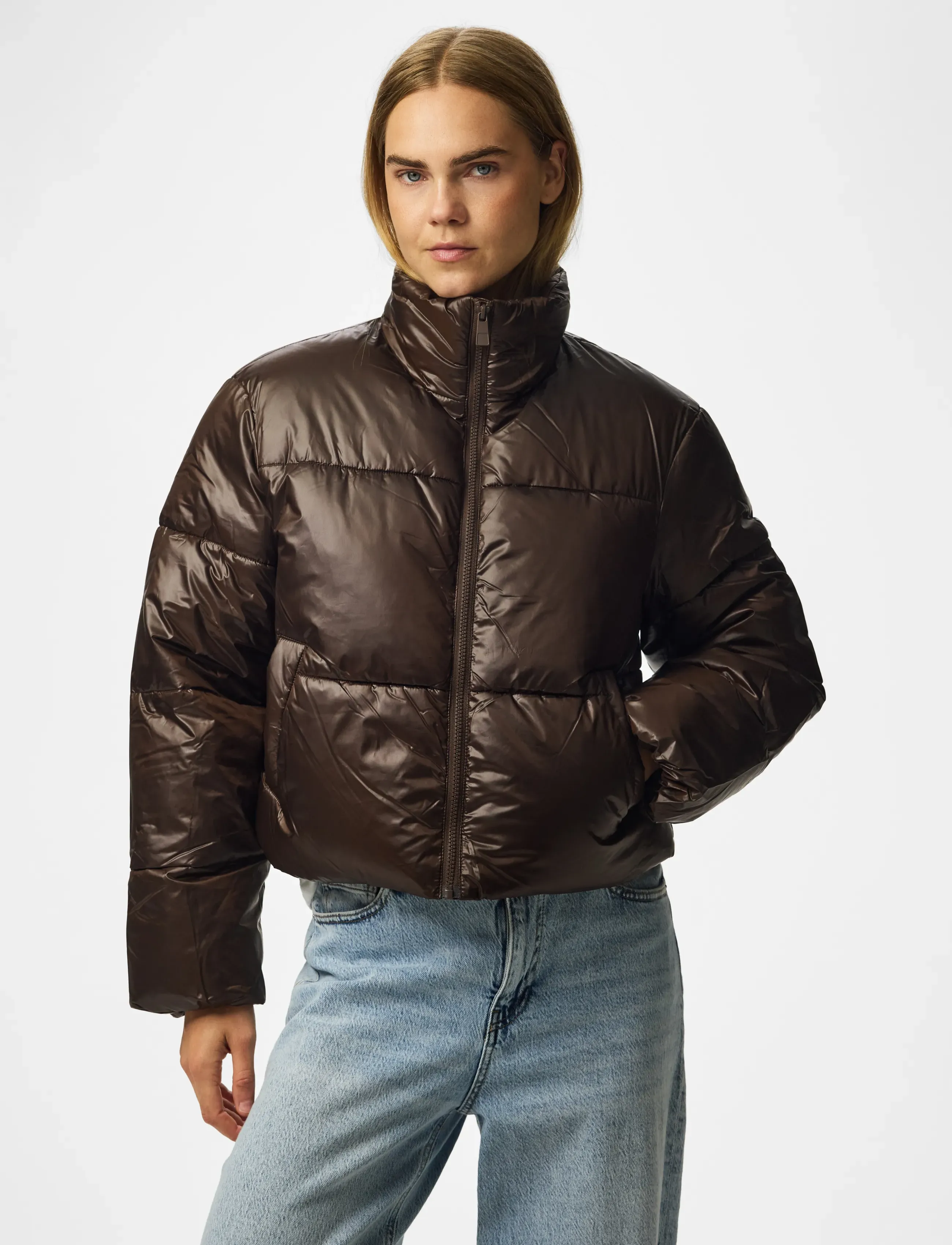 Pieces - PCAMILIA SHORT PUFFER JACKET PWP - spring jackets - hot fudge - 4