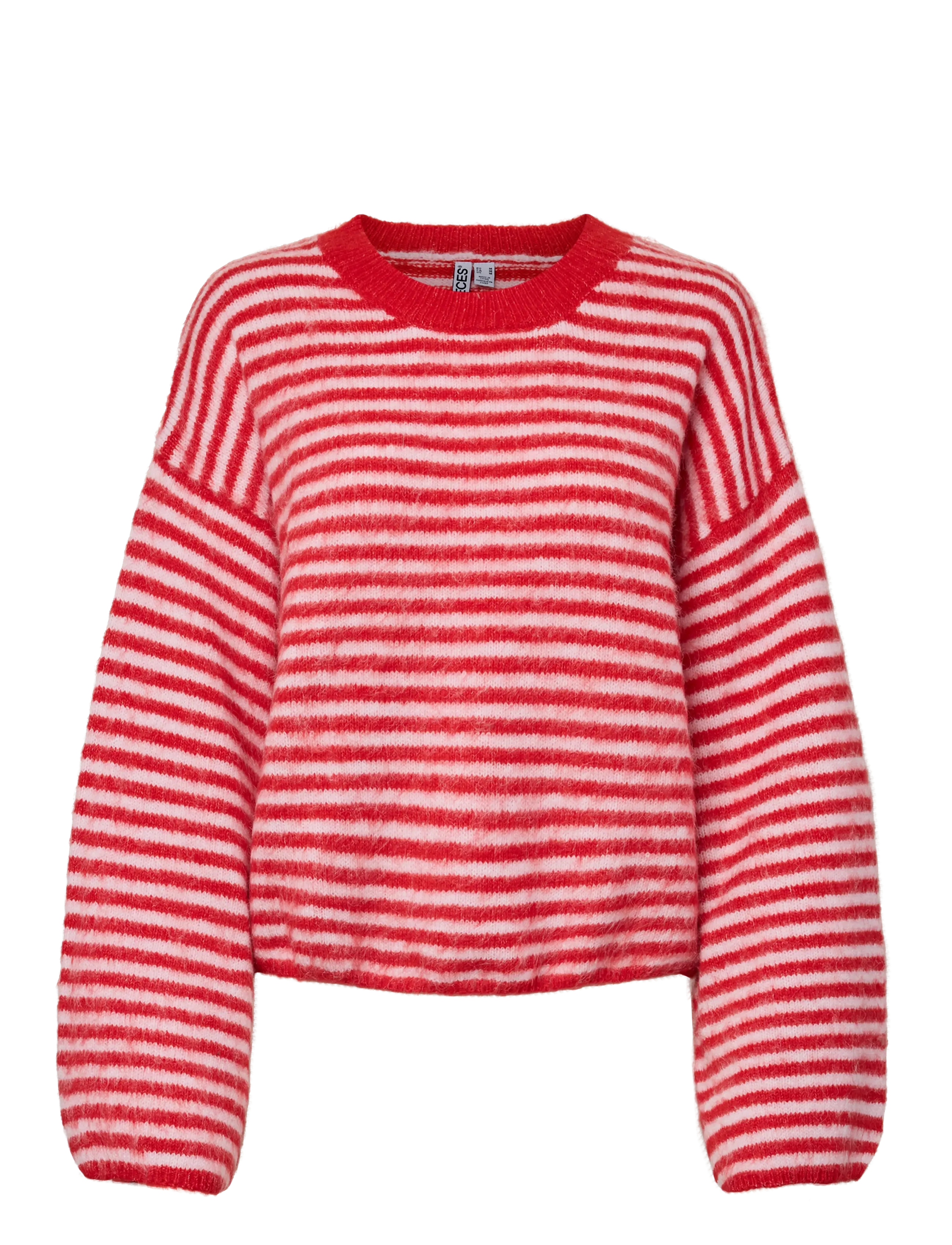 Pieces PCADA LS O-NECK KNIT BC - Kampsunid - FLAME SCARLET / red