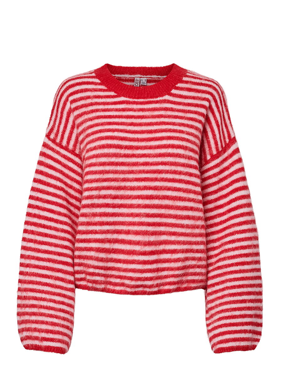 Pieces - PCADA LS O-NECK KNIT BC - kampsunid - flame scarlet - 0