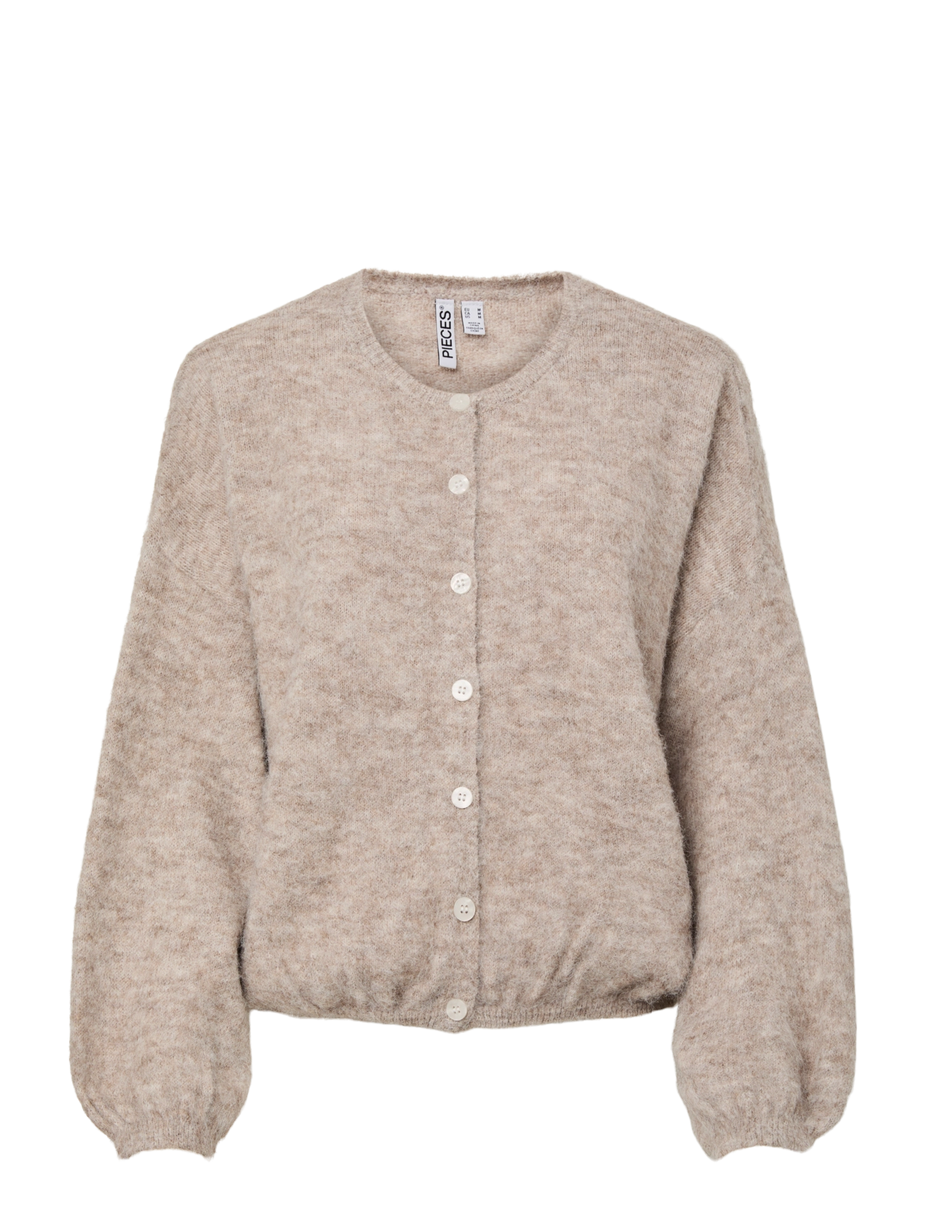Pieces PCALLIE LS O-NECK KNIT CARDIGAN MWA BC - Strik - GREIGE / beige