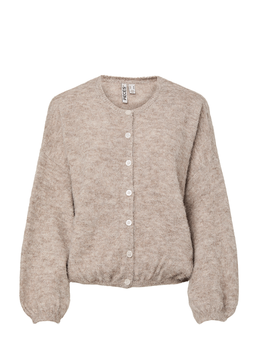 Pieces - PCALLIE LS O-NECK KNIT CARDIGAN MWA BC - cardigans - greige - 0