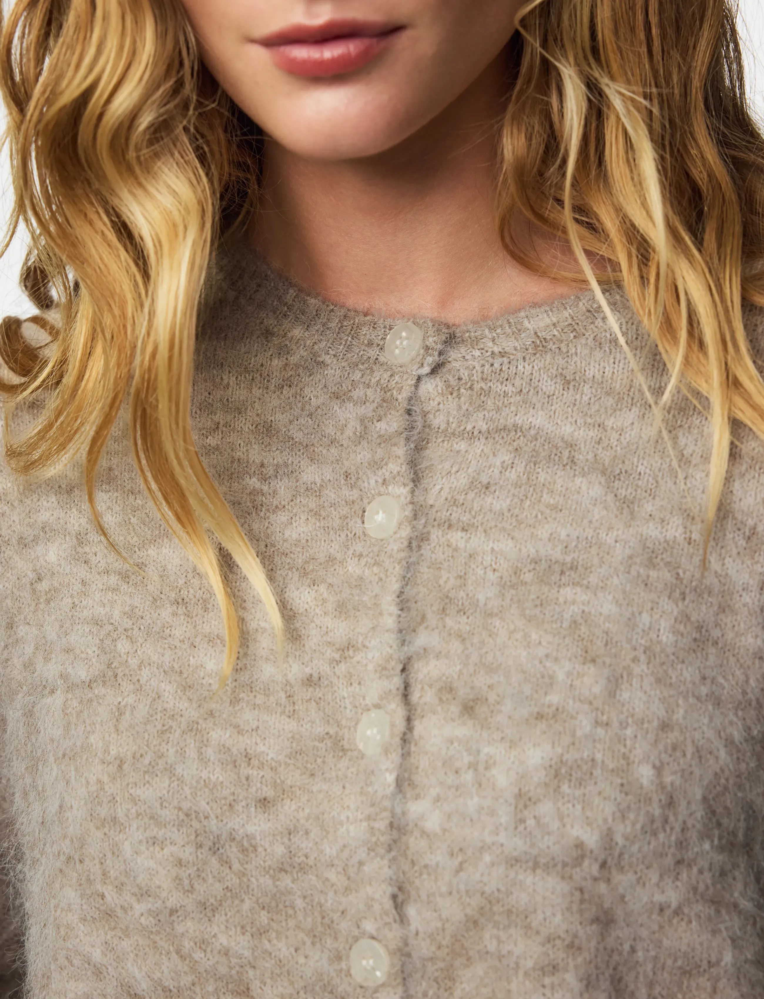 Pieces PCALLIE LS O-NECK KNIT CARDIGAN MWA BC - Fødselsdag - GREIGE / beige