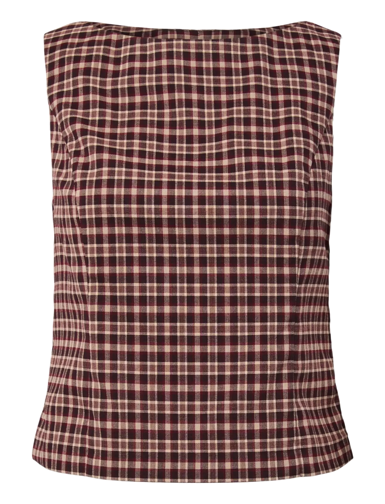 Pieces PCALYSSA SL CHECKED TOP - Tøj - CHICORY COFFEE / brown
