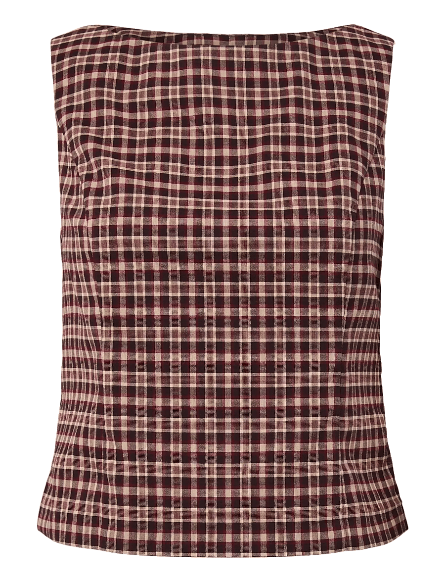 Pieces - PCALYSSA SL CHECKED TOP - tanktops - chicory coffee - 0