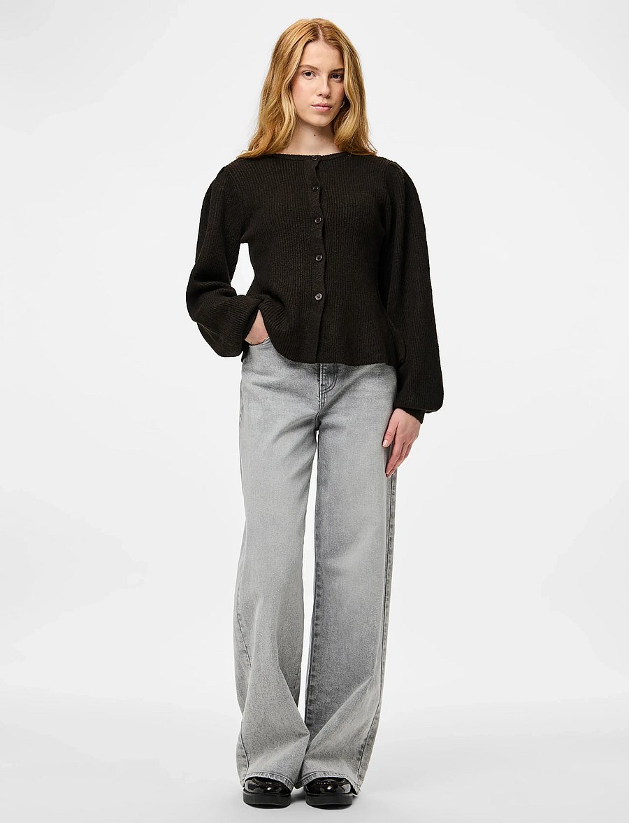 Pieces - PCSILLY LS PUFF KNIT CARDIGAN NOOS BC - cardigans - hot fudge - 4