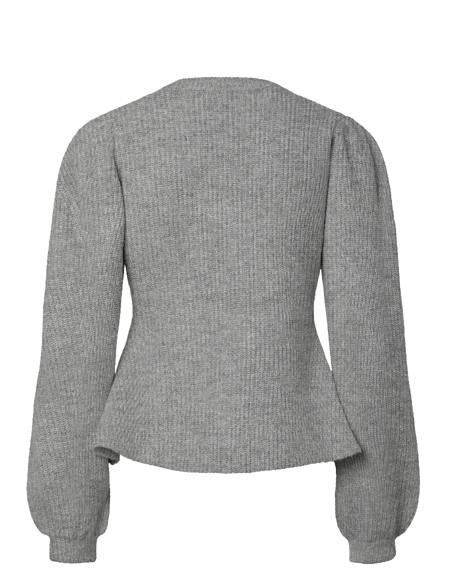 Pieces - PCSILLY LS PUFF KNIT CARDIGAN NOOS BC - cardigans - medium grey melange - 2