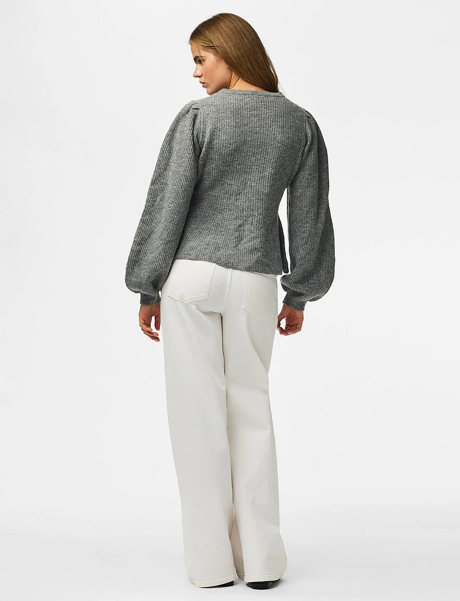 Pieces - PCSILLY LS PUFF KNIT CARDIGAN NOOS BC - cardigans - medium grey melange - 3