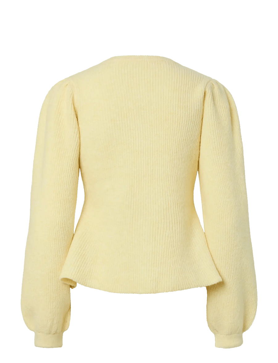 Pieces - PCSILLY LS PUFF KNIT CARDIGAN NOOS BC - kardiganid - pale banana - 2