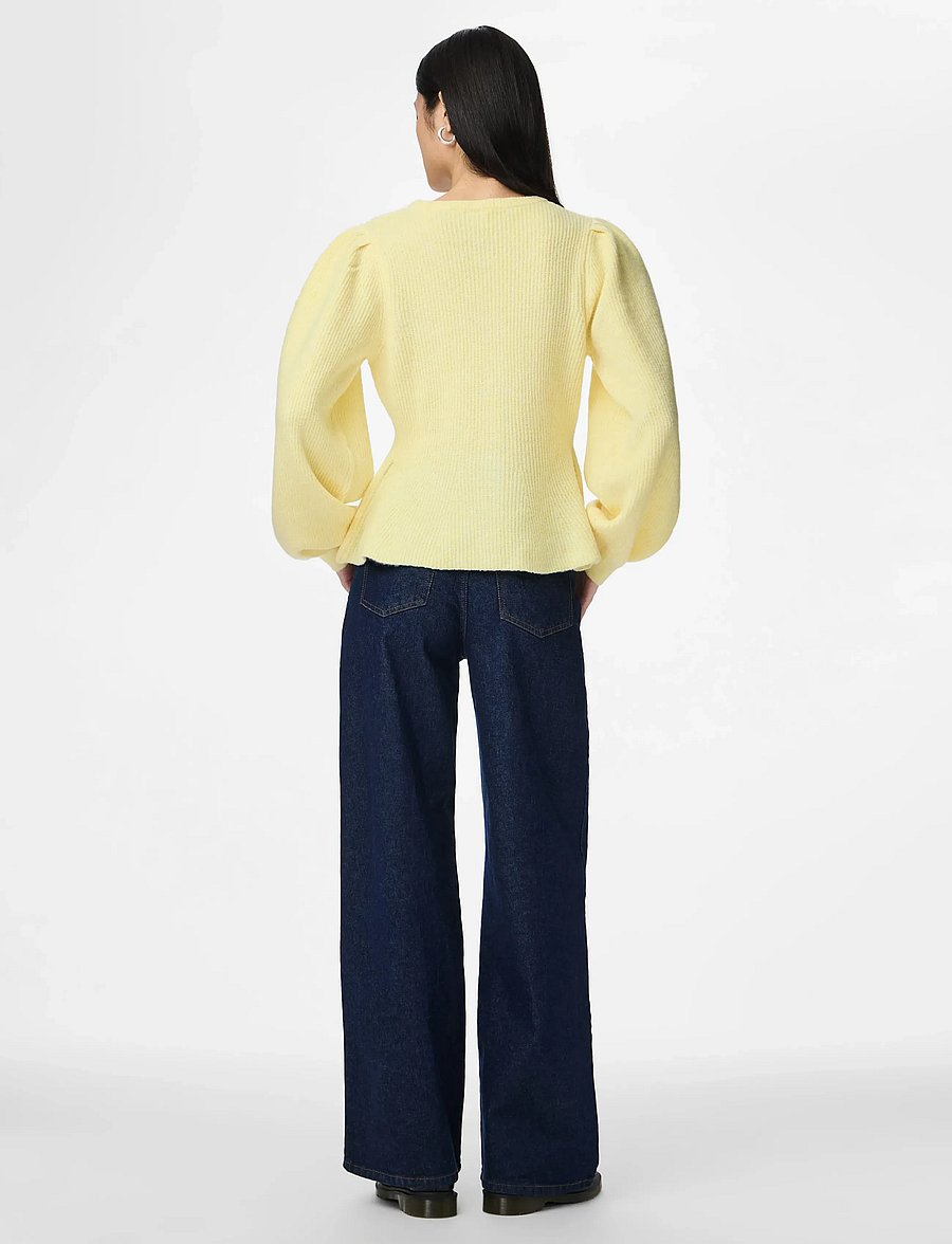 Pieces - PCSILLY LS PUFF KNIT CARDIGAN NOOS BC - kardiganid - pale banana - 3