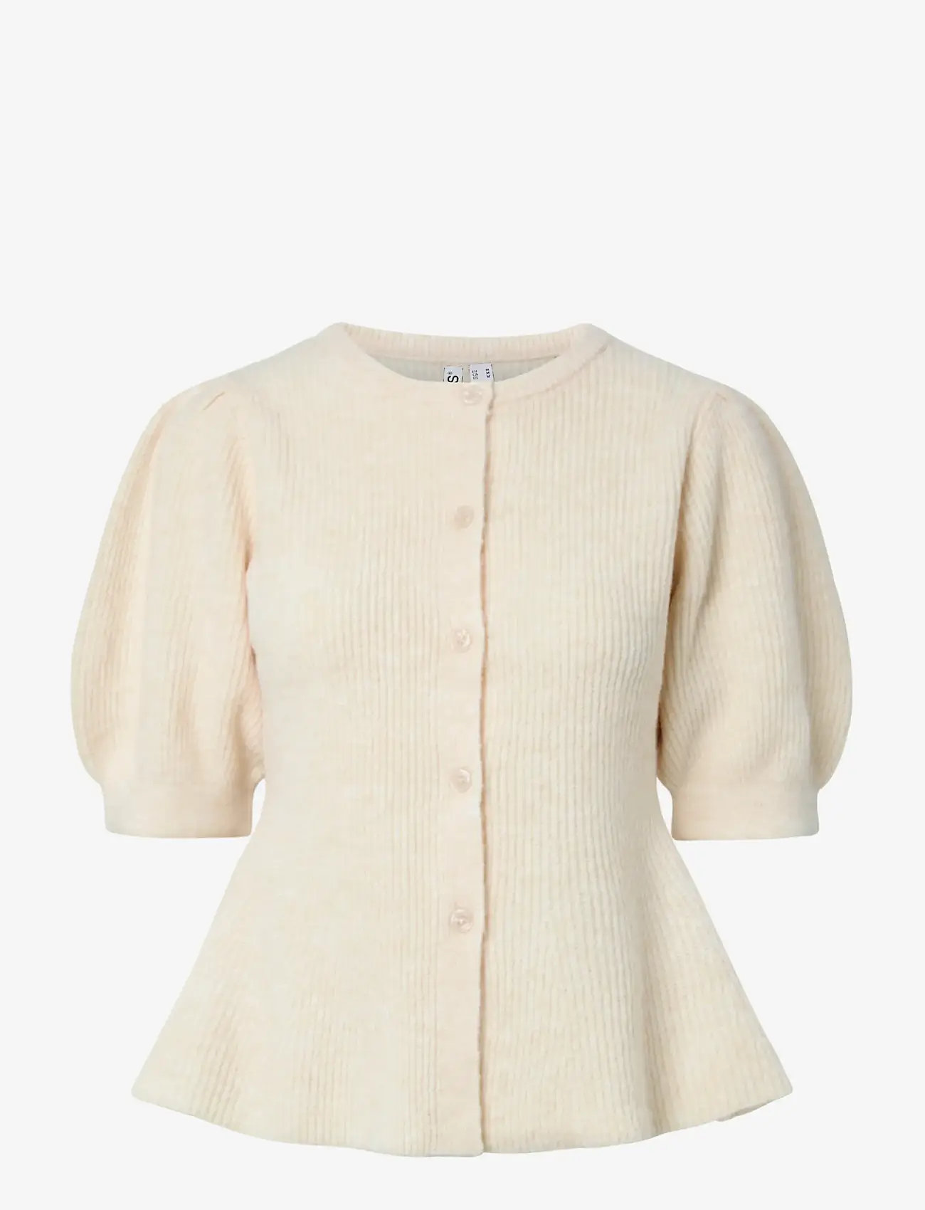 Pieces - PCSILLY SS PUFF KNIT CARDIGAN NOOS BC - cardigans - birch - 1