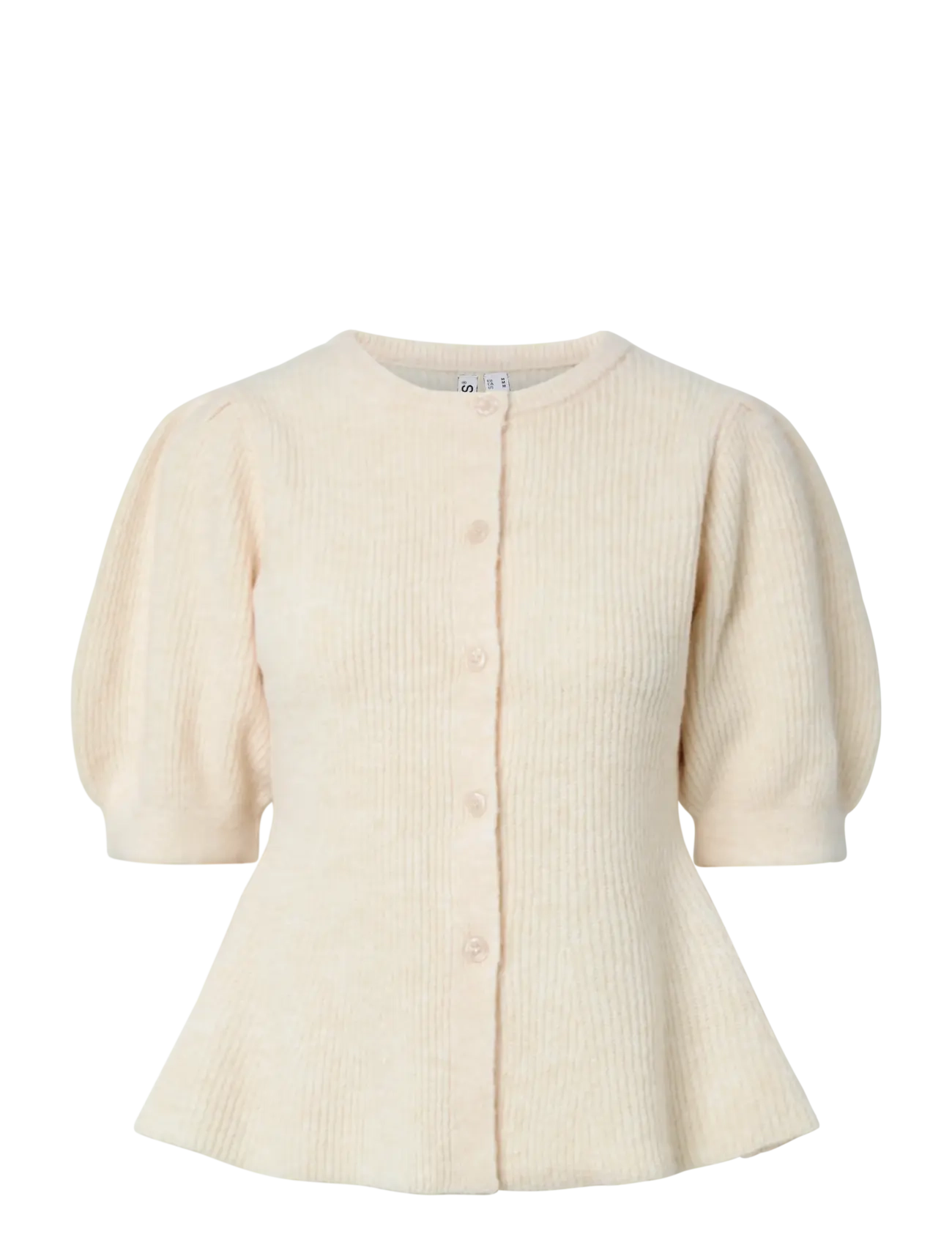 Pieces PCSILLY SS PUFF KNIT CARDIGAN NOOS BC - Riided - BIRCH / cream