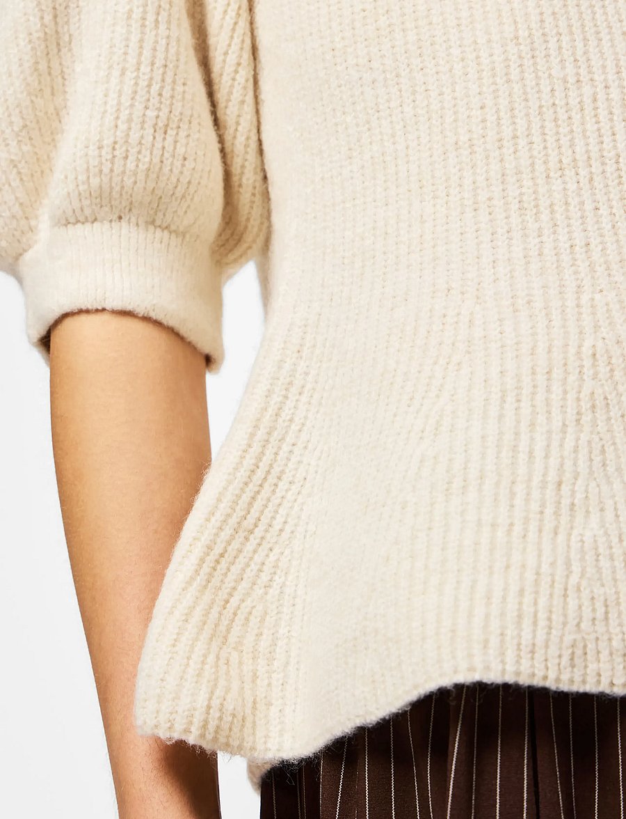 Pieces - PCSILLY SS PUFF KNIT CARDIGAN NOOS BC - strickjacken - birch - 5