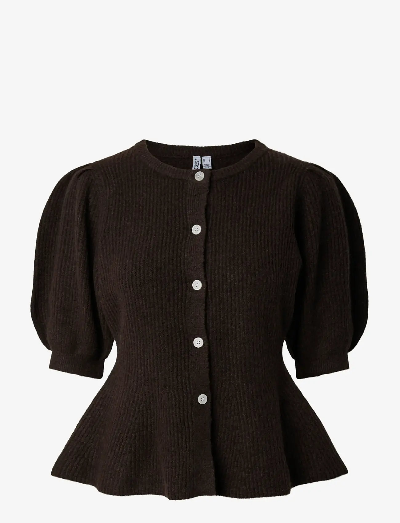 Pieces - PCSILLY SS PUFF KNIT CARDIGAN NOOS BC - cardigans - hot fudge - 0