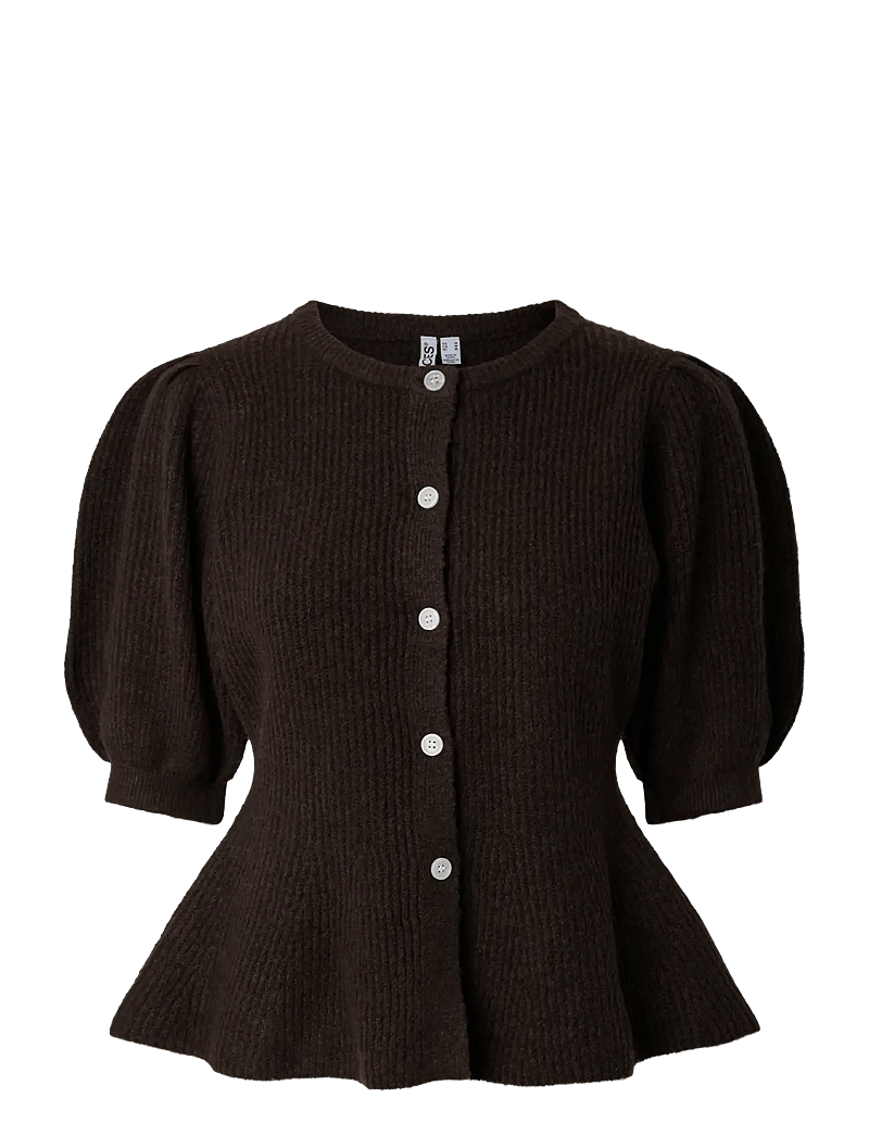 Pieces - PCSILLY SS PUFF KNIT CARDIGAN NOOS BC - cardigans - hot fudge - 0