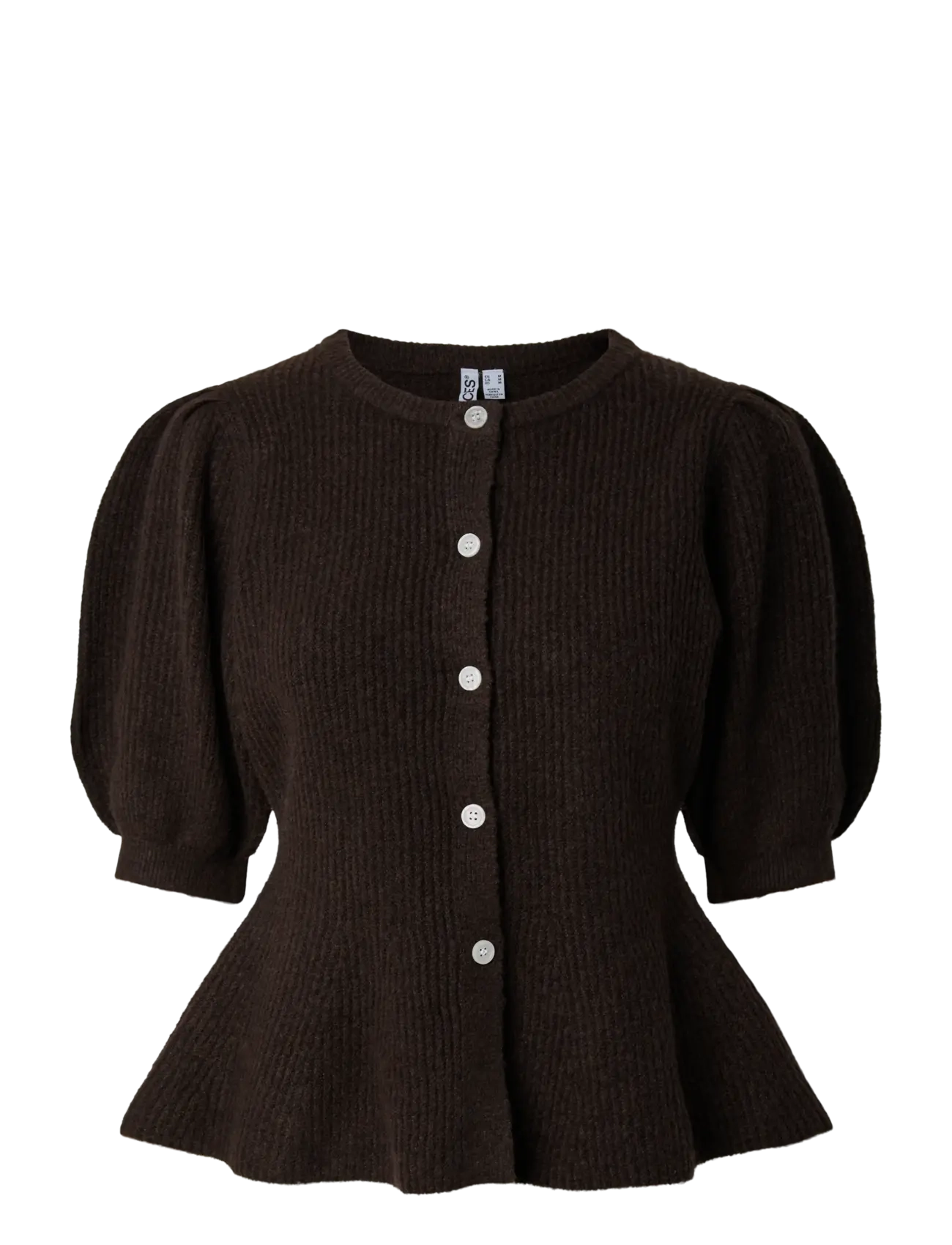 Pieces PCSILLY SS PUFF KNIT CARDIGAN NOOS BC - Kudumid - HOT FUDGE / brown
