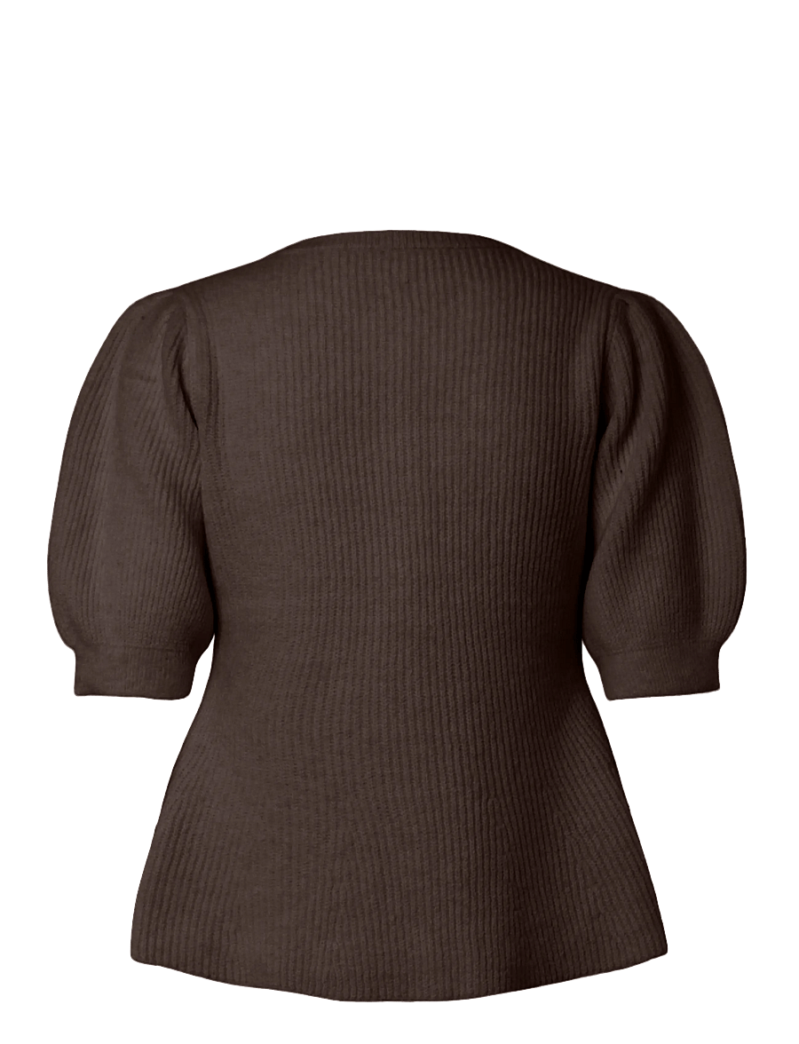 Pieces - PCSILLY SS PUFF KNIT CARDIGAN NOOS BC - strickjacken - hot fudge - 1