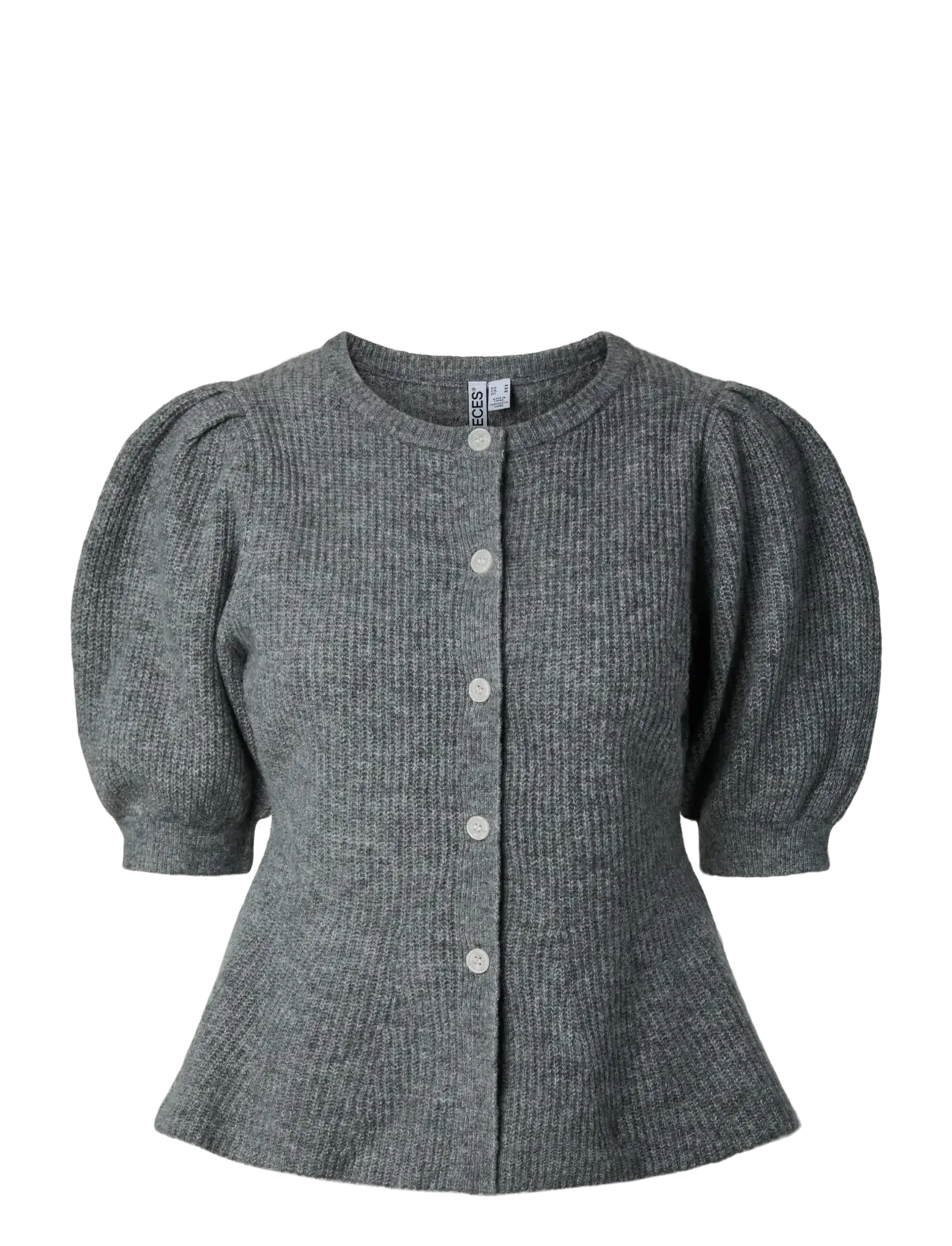Pieces PCSILLY SS PUFF KNIT CARDIGAN NOOS BC - Kudumid - MEDIUM GREY MELANGE / grey