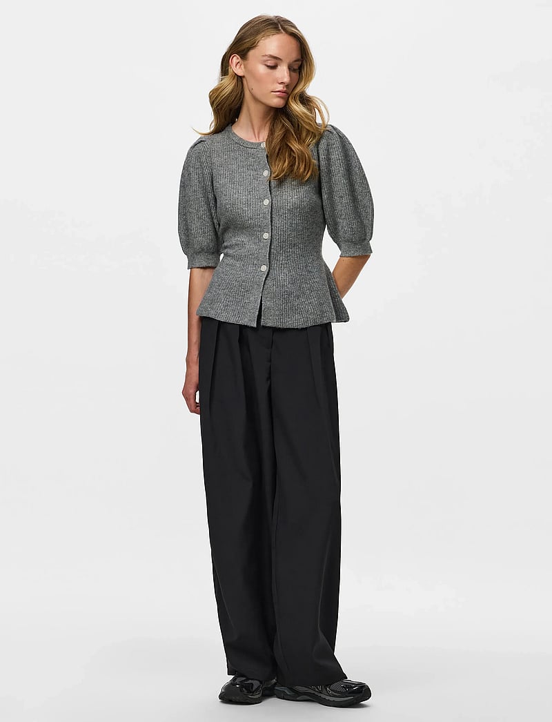 Pieces - PCSILLY SS PUFF KNIT CARDIGAN NOOS BC - cardigans - medium grey melange - 4