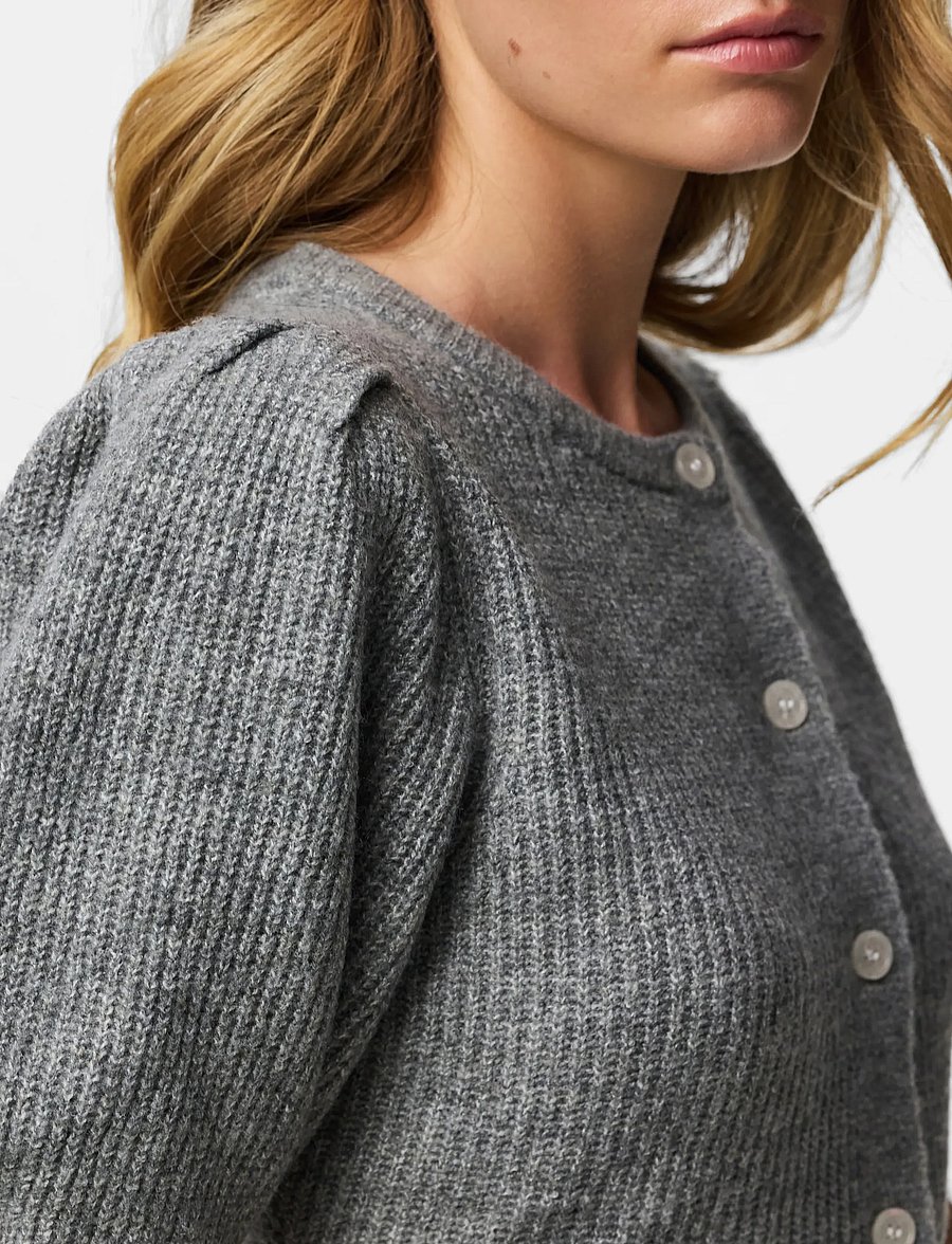 Pieces - PCSILLY SS PUFF KNIT CARDIGAN NOOS BC - strickjacken - medium grey melange - 5