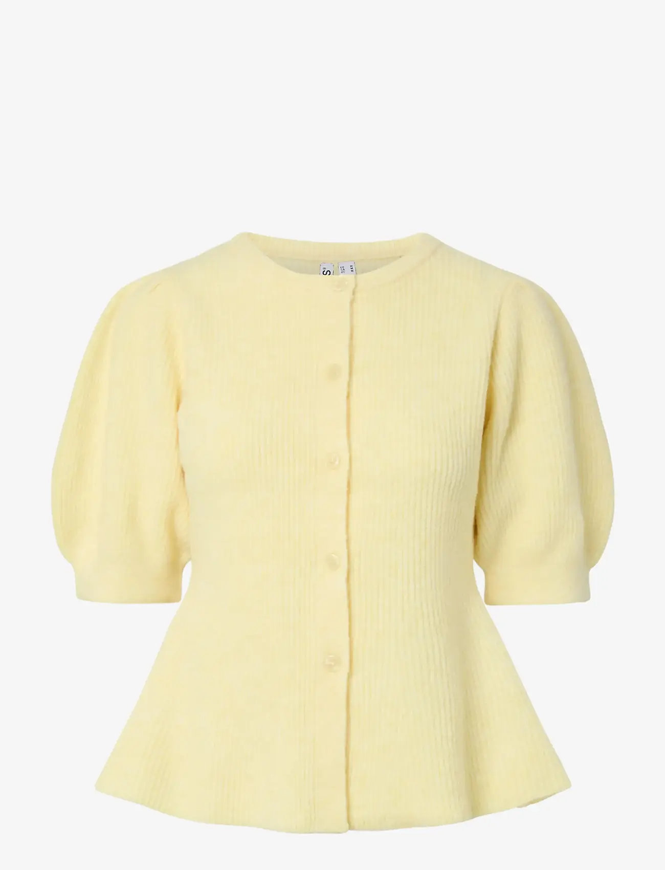 Pieces - PCSILLY SS PUFF KNIT CARDIGAN NOOS BC - kardiganid - pale banana - 1