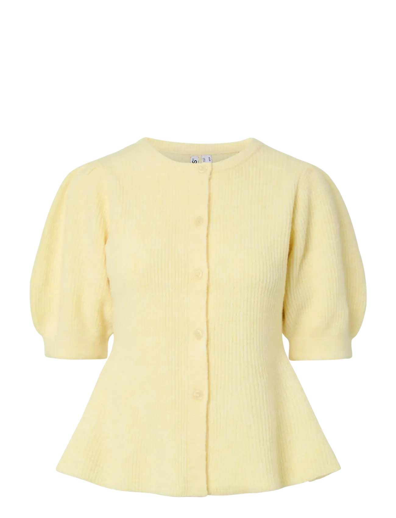 Pieces PCSILLY SS PUFF KNIT CARDIGAN NOOS BC - Cardigans - PALE BANANA / yellow