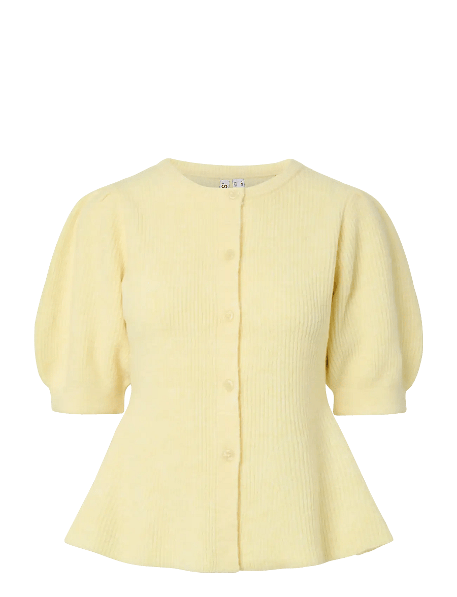 Pieces - PCSILLY SS PUFF KNIT CARDIGAN NOOS BC - kardiganid - pale banana - 1