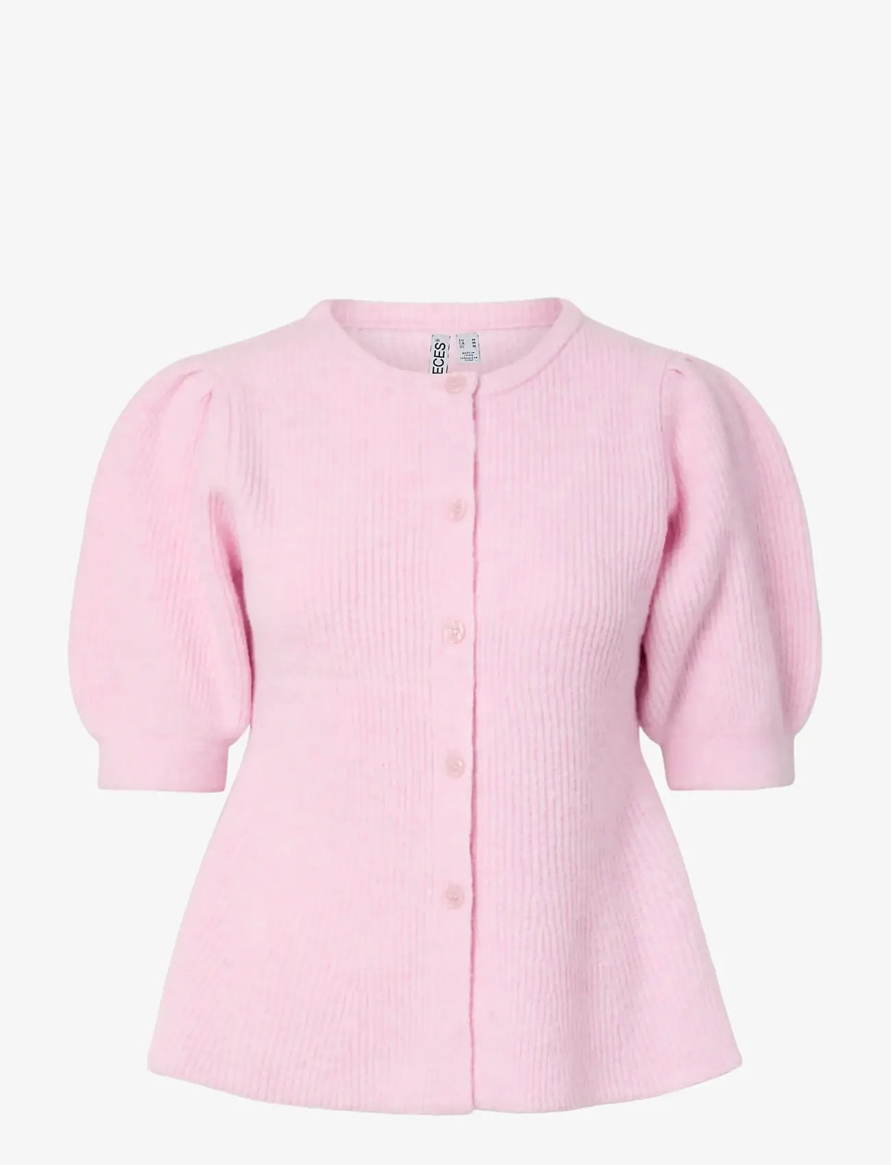 Pieces - PCSILLY SS PUFF KNIT CARDIGAN NOOS BC - cardigans - roseate spoonbill - 1
