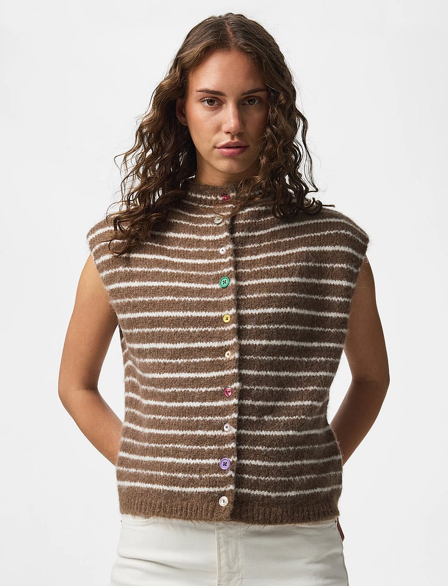Pieces - PCASIRA SL BUTTON KNIT VEST BC - coffee quartz - 0