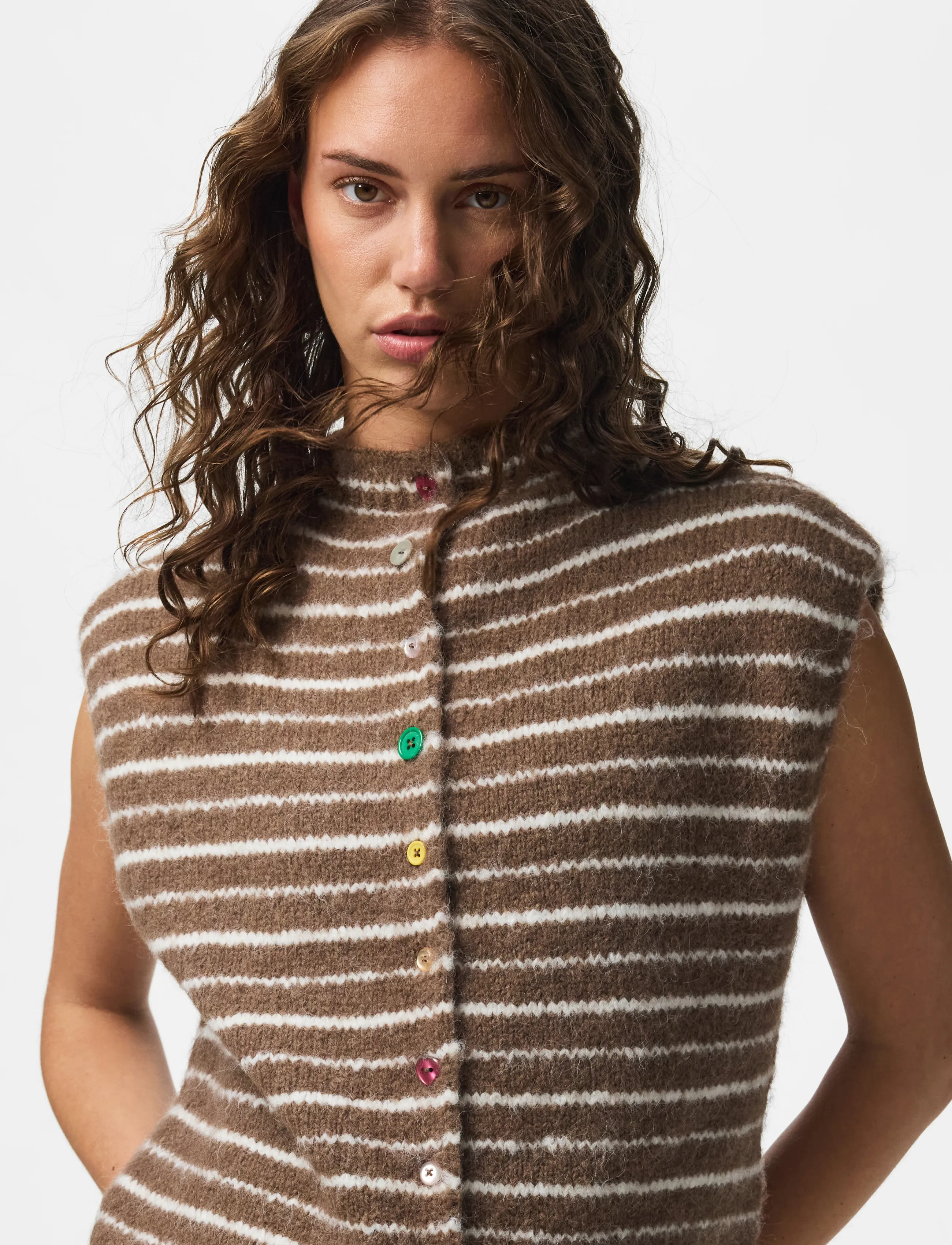 Pieces - PCASIRA SL BUTTON KNIT VEST BC - coffee quartz - 5