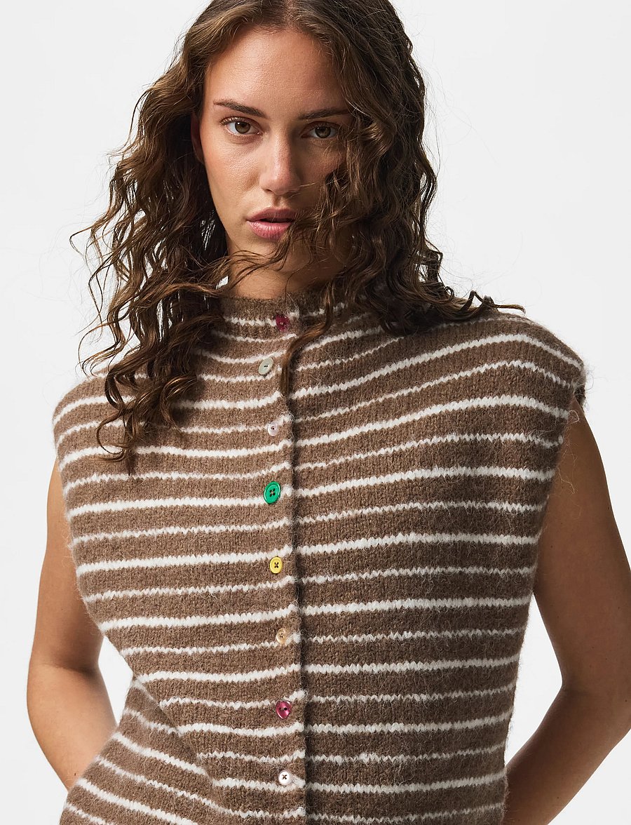 Pieces - PCASIRA SL BUTTON KNIT VEST BC - coffee quartz - 5