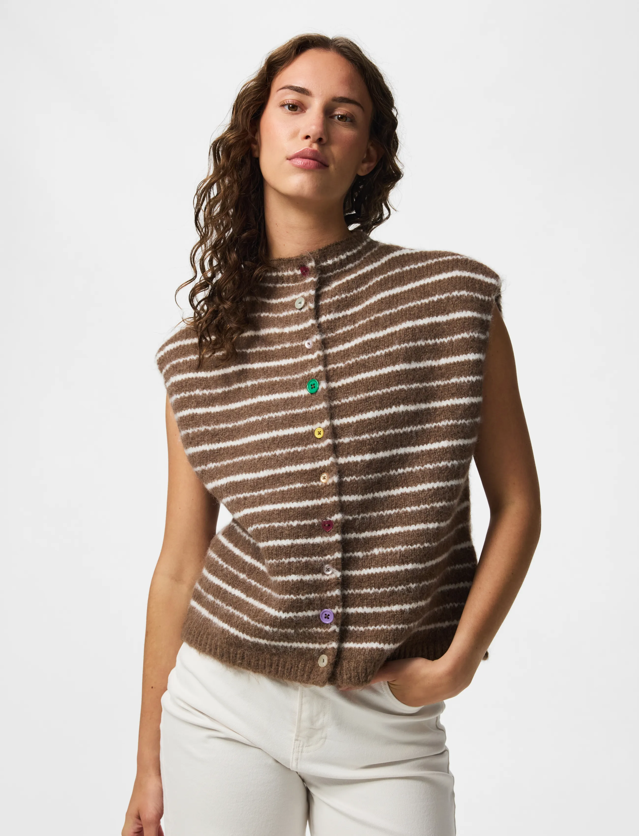 PIECES Pcasira Sl Button Knit Vest Bc stickade västar dam – bild 6