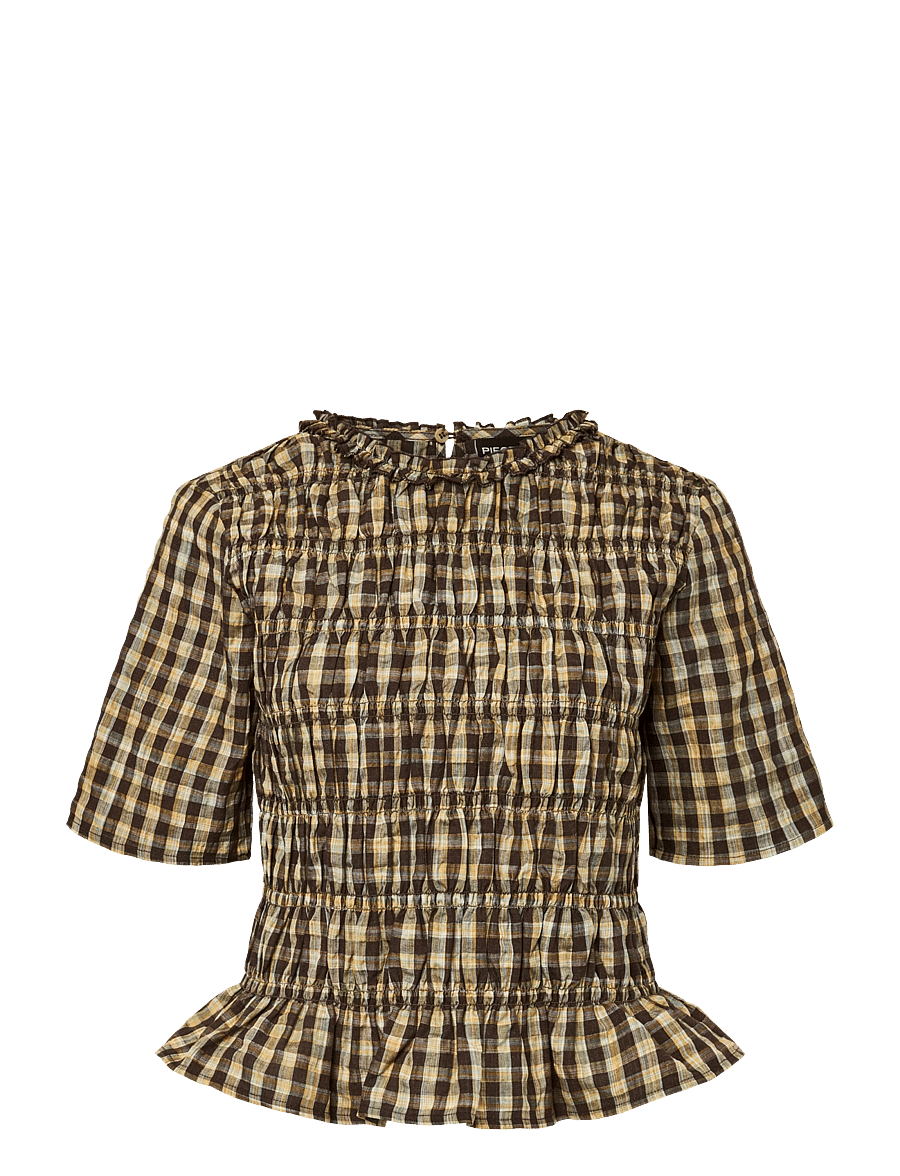 Pieces - PCADALAIDE 2/4 SMOCK TOP WVN - kortärmade blusar - crocodile - 1