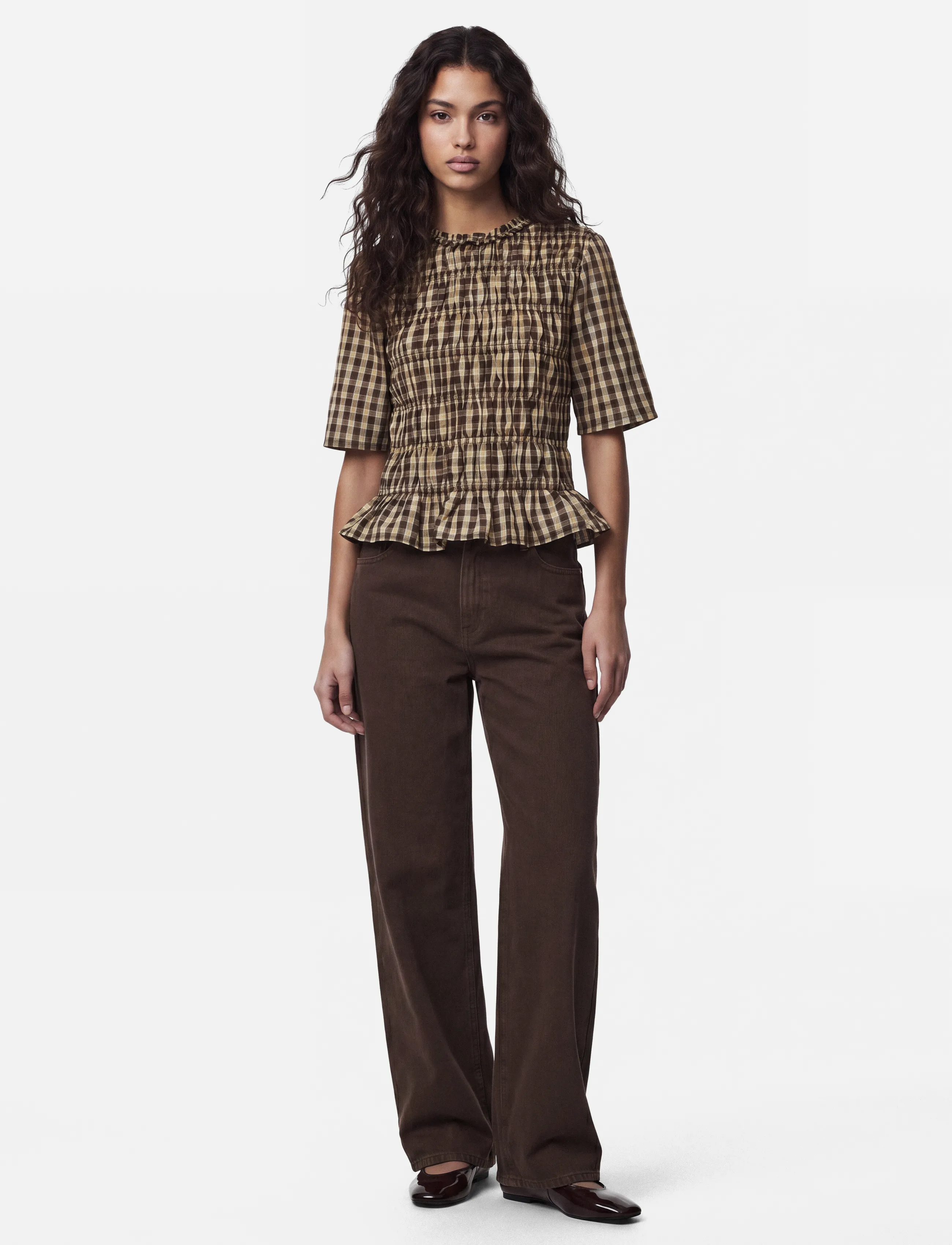 Pieces - PCADALAIDE 2/4 SMOCK TOP WVN - kortärmade blusar - crocodile - 3