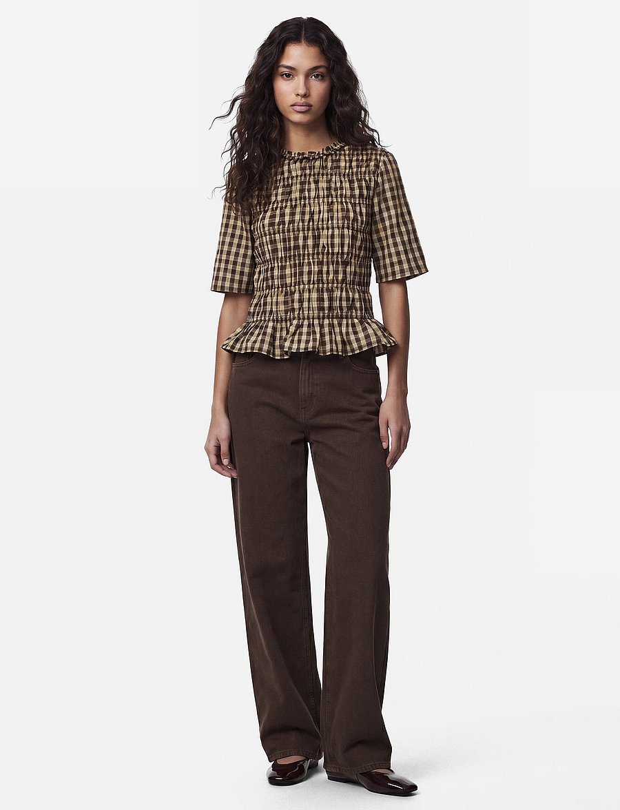 Pieces - PCADALAIDE 2/4 SMOCK TOP WVN - kortärmade blusar - crocodile - 3