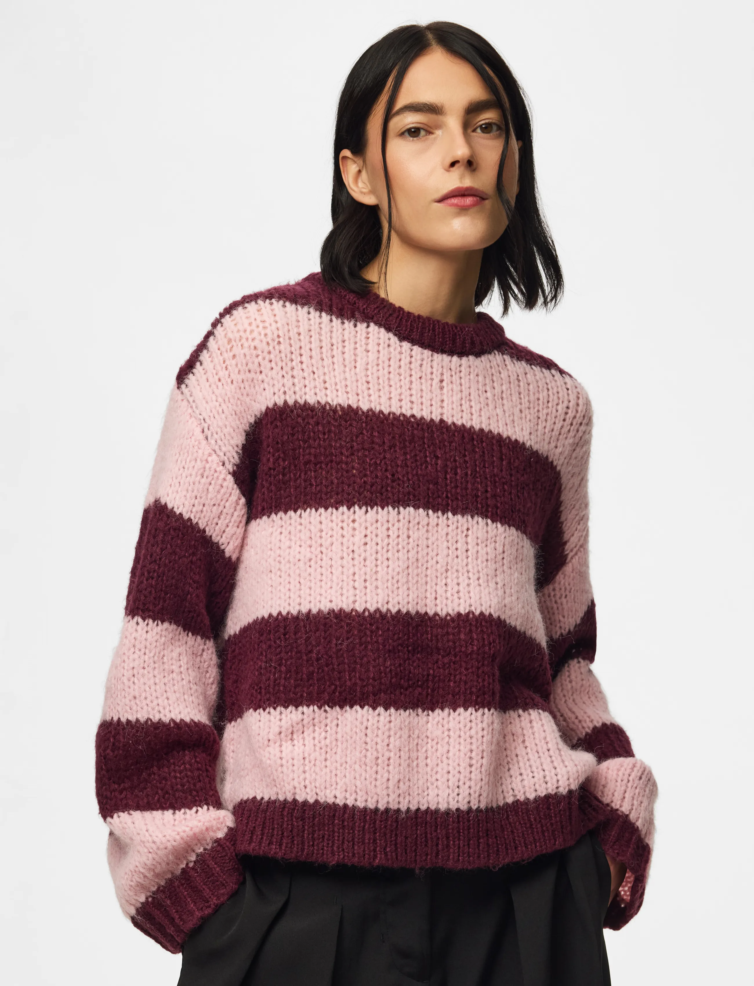Pieces PCDORTHEA LS CHUNKY KNIT NOOS BC - Riided - WINETASTING / burgundy